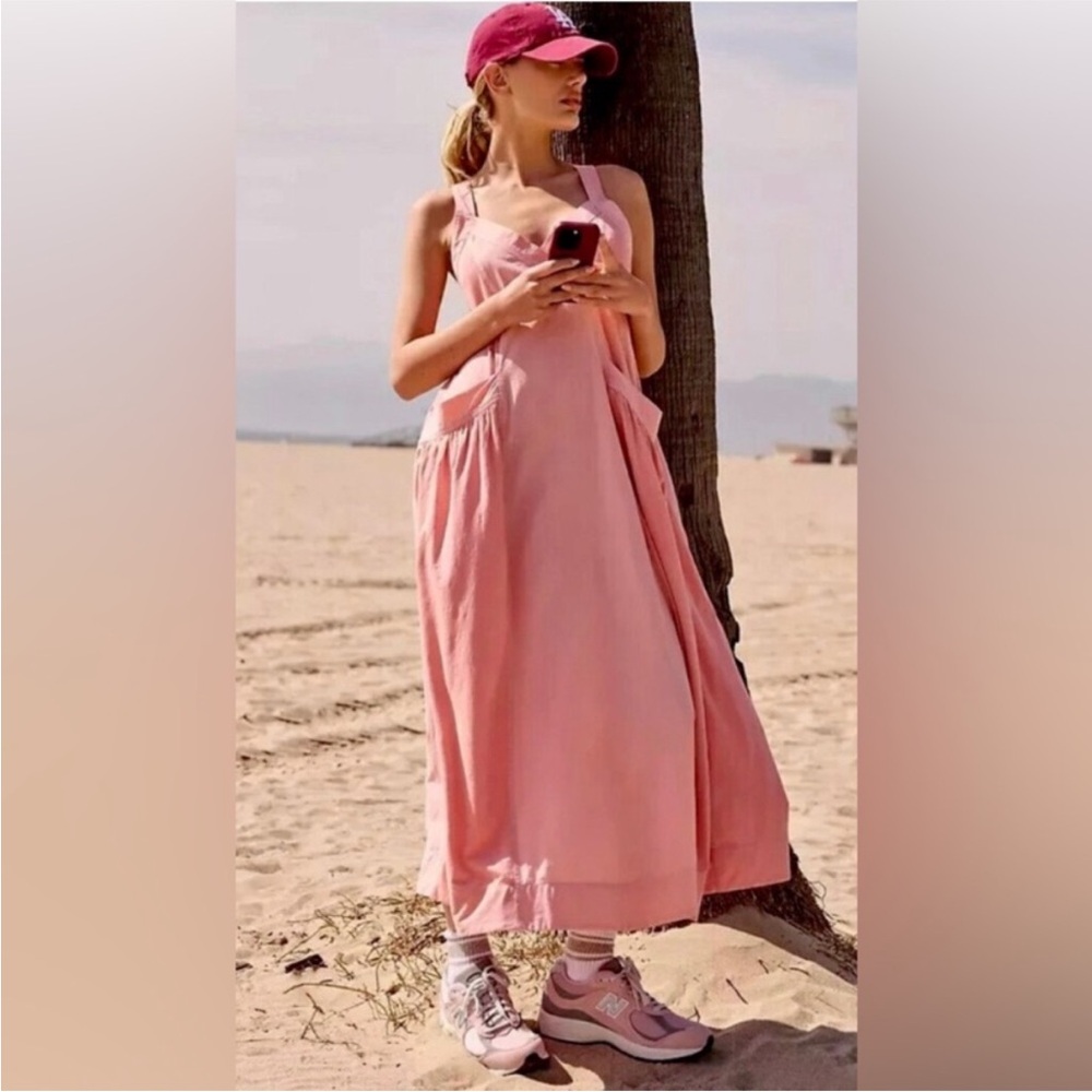Like New Anthropologie Daily Practice Pink Sleeveless Maxi Dress 100% cotton